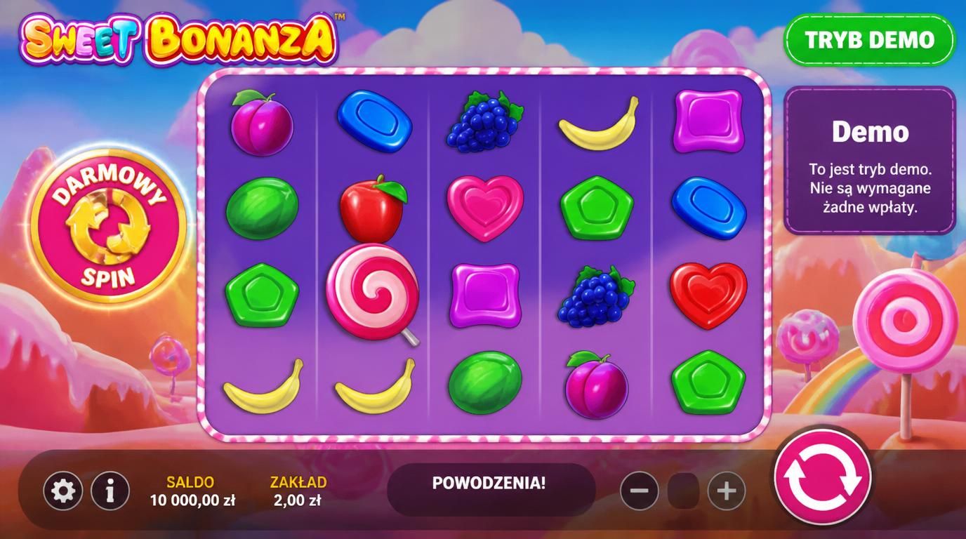 ekran demo trybu Sweet Bonanza