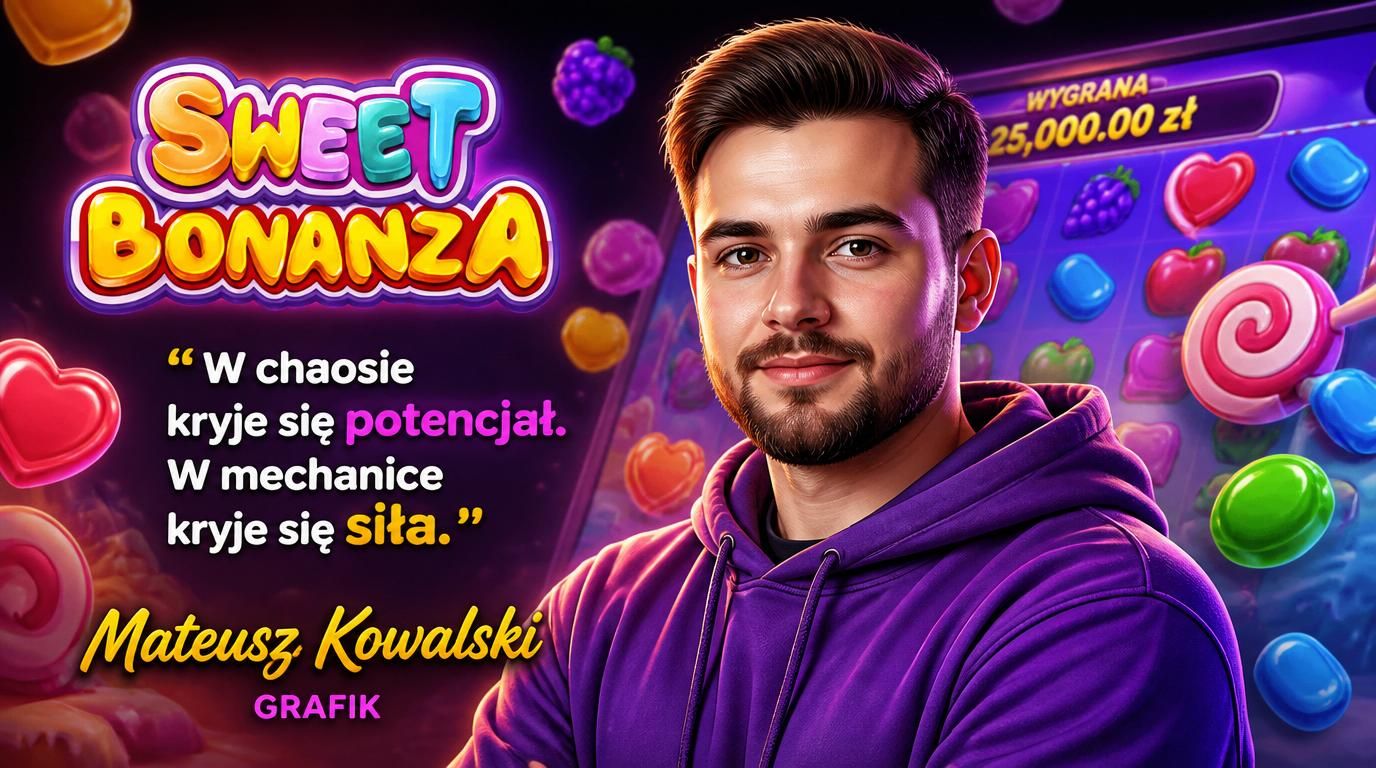 Mateusz Kowalski grający w Sweet Bonanza